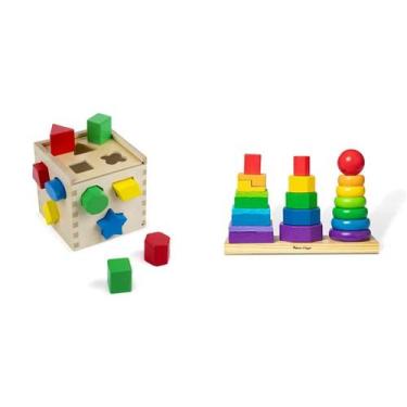 Imagem de Brinquedo educativo Melissa & Doug Geometric Stacker com 12 formas
