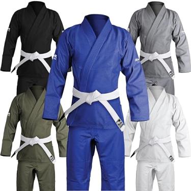 Imagem de Jiu Jitsu brasileiro Gi BJJ Gi para homens e mulheres Uniforme Grappling gi Kimonos Ultra Leve, Pré-encolhido, Cinto Branco ! !, Azul, A4