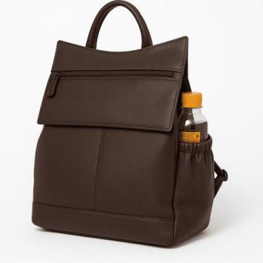 Imagem de Mochila Feminina de Couro Anti Furto Grd Zup Milano - Zup Bags, Café