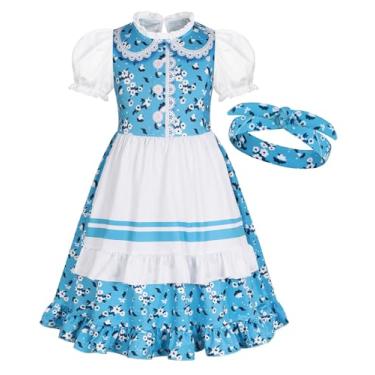 Imagem de WonderBabe Prairie Dresses for Girls Bule Pioneer Girl Costume Colonial Dress Kids Halloween Birthday Party Dress Up Outfits Size 6-7 Blue