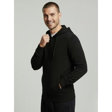 Imagem de Jaqueta de Moletom Masculino Preto Jaqueta com Ziper e Capuz Blusa de 