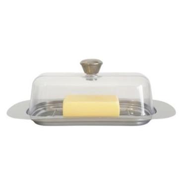 Imagem de Manteigueira de Aço Inox com Tampa de Acrílico 19x13x8cm - Wincy