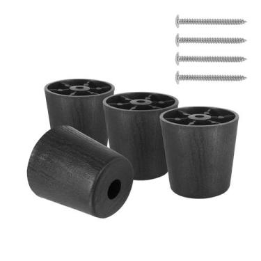 Imagem de Pernas de móveis Masendelk, plástico, redondas, 5 cm, pretas, pacote c
