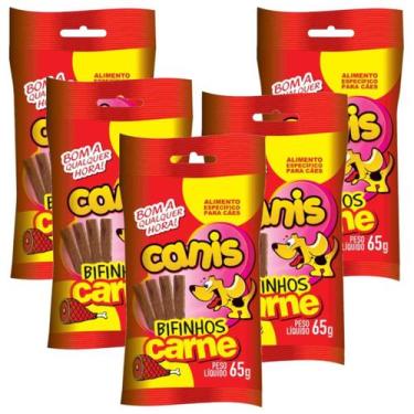 Imagem de Ração para Cachorro Petisco Canis 65gr Sabor Carne Kit 5un