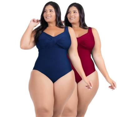 Imagem de 2 Body Maiô Acinturado Plus Size Modela Cintura Liso Casual - HYPE MOD