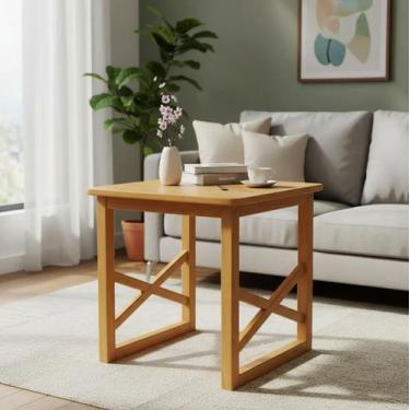 Imagem de Mesa Lateral Sala Quadrada Apoio Mesinha - 3 cores - D'ELFOS DECORAÇÕE