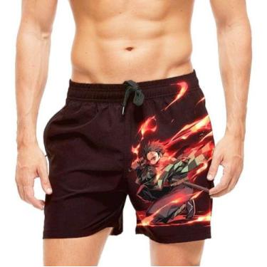 Imagem de Short Praia Shorts Banho Kimetsu No Yaiba Tanjiro Kamado 565 - smoke, 