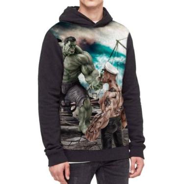 Imagem de Moletom Com Capuz Popeye Vs Hulk Ref:307 - smoke, Preto, GG