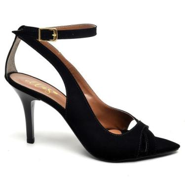 Imagem de Sandália de Salto Médio Preto Nobuck Conforto - Ellas Online, 35, Femi