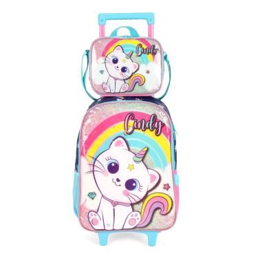 Imagem de Kit Mochila Rodas Lancheira Infantil Luxcel Cindy IC40972CD