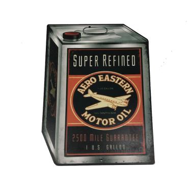 Imagem de Placa Decorativa MDF Lata Quadrada 45x30Cm Avião Motor Preta