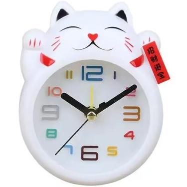 Imagem de Relógio com Despertador, Relogio de Mesa, Despertador Analógico, Relogio Mesa Analógico, Design Gato da Sorte Japonês. Desperte com Charme e Sorte Todos os Dias com Este Adorável Maneki-neko.