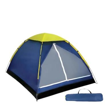 Imagem de Barraca Iglu de Camping Fácil de Montar Para 2 a 3 Pessoas Automática Impermeável Proteção Solar Com Mosquiteiro Leve Para Mochileiros Acampamento Com Bolsa Azul