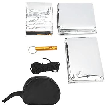 Imagem de Cobertor de emergência ao ar livre com isolamento térmico Cobertor de sobrevivência Saco de dormir Tenda Equipamento de sobrevivência de campo para camping, caminhadas e situações