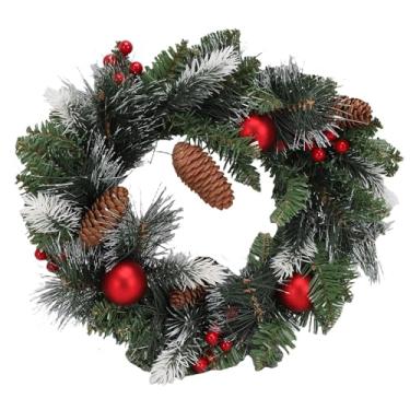 Imagem de Asixxsix Guirlanda de Natal Artificial Pré-iluminada, Base de Galho de Pinheiro de Inverno de 15,75 Polegadas Com Pinhas, Cachos de Bagas, Galhos Foscos, para Decorações de Natal