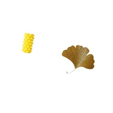 Imagem de Fenteer Vaso de Flores de Porcelana E Folhas de Ginkgo de Ferro Forjado, Decoração de Parede, Escultura Abstrata para Mesa, Sala de Estar, Escritório, Hotel,