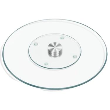Imagem de Prato Giratório para Confeitaria, Base em Vidro, Redondo, 30cm de Diâmetro, para Decoração de Bolos e Doces e sobremesas