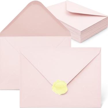 Imagem de YINUOYOUJIA Envelopes de papel especiais rosa 50 peças A7, 12 x 17 envelopes para convite, ótimo para cartões de convite de casamento, fotos, perfeito para aniversário, chá de bebê, formatura, Natal