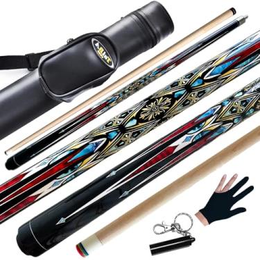 Imagem de Tai ba cues Taco de sinuca, ponta de 13 mm, 147 cm, madeira canadense bordo 2 peças bastão de bilhar profissional 19,20,58 g (selecionável)-azul, vermelho, verde taco de sinuca