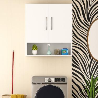 Imagem de Armário Suspenso Multiuso Aéreo 2 Portas Lavanderia Banheiro