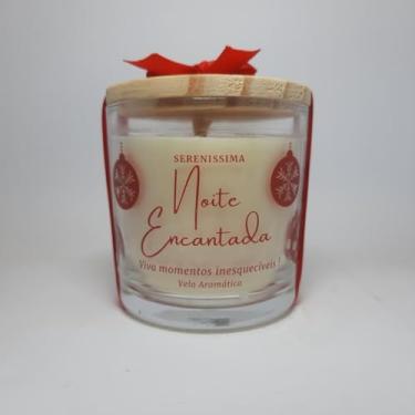 Imagem de Vela Aromática Noite Encantada, Cera de Coco Natural, 200g, Pavio de Algodão, Aroma Premium, Decorativa para Natal, Duração 40h, Vidro com Tampa de Madeira (Natal Perfumado 1)