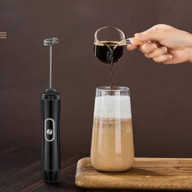 Imagem de Espumador de leite elétrico portátil, espuma sem esforço para café, lattes e muito mais (não inclui bateria preta)