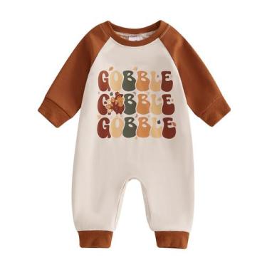 Imagem de Roupa de Ação de Graças para bebês MozikQin Turkey Romper de 0 a 3 mes