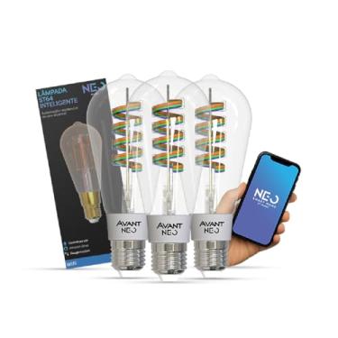 Imagem de Avant Neo Kit 3 Lâmpadas LED Filamento Smart ST64 6W E27, RGB Colorida e Dimerizável, Wi-Fi, Alexa, Google e Tuya