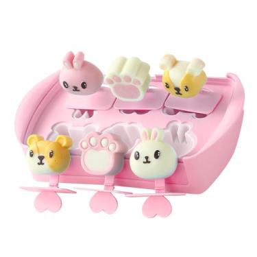 Imagem de Naroote Molde de Gelo Pop de Silicone Premium, Tamanho Mini, Fácil Liberação para Crianças, Casa, Faça você Mesmo, Molde Fofo de Grau Alimentício, Silicone (Seis Grade Rosa)