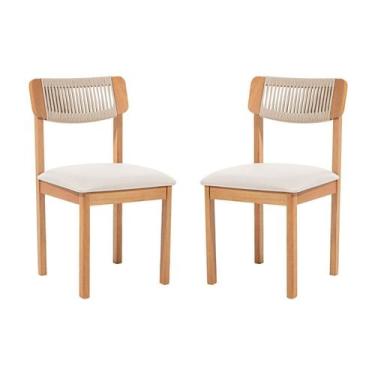 Imagem de Kit 2 Cadeiras com Encosto Corda Assento Estofado Florença - Casa e Ja
