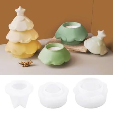Imagem de Molde de caixa de armazenamento de árvore de Natal, moldes de silicone de árvore hierárquica para jarra de vela, cimento de concreto fundido, molde de resina de árvore de Natal para recipiente de
