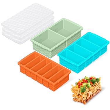 Imagem de Doasuwish Pacote com 3 bandejas de silicone para freezer com tampa, 2 formas grandes de 2 xícaras (500 ml) e 4 médias de 125 ml e 6 pequenas 1/2 xícara (75 ml) para freezer, bandeja de cubos de gelo