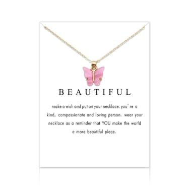 Imagem de Presentes de aniversário e Natal para mulheres, lindos colares com pingente de borboleta, presente para filha, neta, amigas, Small, Acrílico, Sem Pedra Preciosa