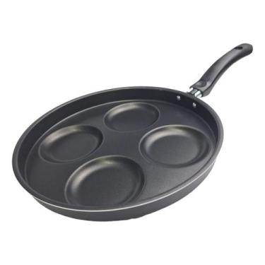 Imagem de Frigideira para ovos frigideira 4 ovos aluminio antiaderente preta - N