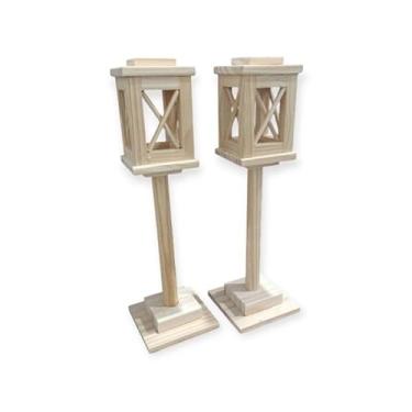 Imagem de 2 Postes Natalino de madeira, enfeite para mesa, decoração festa junina, decoração rústica 38cm(Madeira crua)