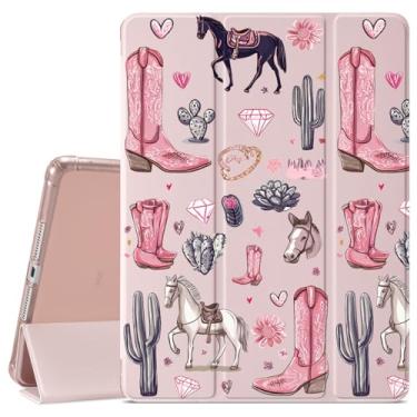 Imagem de VibrantFruitique Linda capa Cowgirl para iPad Air de 13 polegadas (M3) 2025 / (M2) 2024 / iPad Pro 12,9 polegadas 2022/2021 capa de botas rosa legal, porta-lápis, traseira transparente e capa com