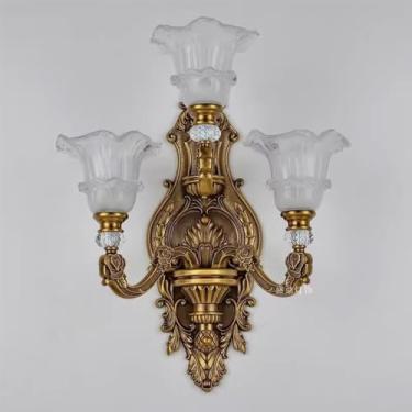 Imagem de Luminária de parede de cristal de luxo europeia, moderna, com LED, para decoração de sala de estar, quarto, escritório, quarto modelo, hotel, casa de campo, corredor (YK 3 lâmpadas, 1 unidad