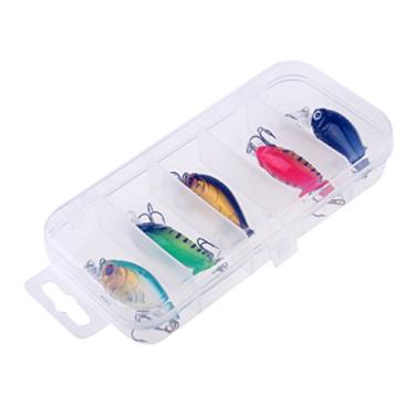 Imagem de barenx 5 peças de isca de pesca Minnow anzóis de manivela isca de robalo 4,5 cm 4g artificial