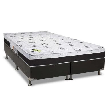 Imagem de Cama Box Queen: Colchão Espuma Luckspuma D33/Ag65 Aspen 50 + Base Crc Suede Black(158X198)