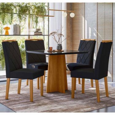 Imagem de Conjunto Sala De Jantar Mesa Anitta 90cm Com 4 Cadeiras Mariah Ypê/preto/ja03 - New Ceval