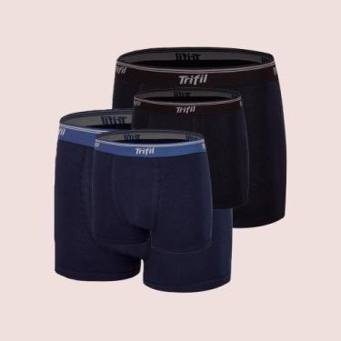 Imagem de Kit 2 Cuecas Boxer Em Algodão Costura Fina Trifil, Preto, Marinho, M
