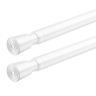 Imagem de FVONZON Varão de cortina de tensão branco hastes de cortina de tensão de mola 66-99 cm, pacote com 2 hastes de mola ajustáveis, haste de tensão extensível para armário, janela, cozinha, estante de