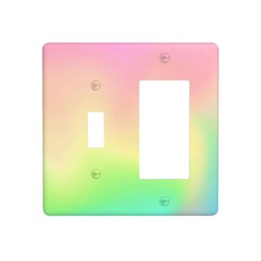 Imagem de BHGAHD Capas de tomada decorativas modernas Dreamy Pastel Gradien 2 gang, placa de parede de 1 gang, interruptor único/basculante capas de interruptor capa de placa de interruptor cor suave arte
