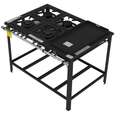 Imagem de Fogão Industrial Gastromaq 4 Bocas Mistas Com Chapa Encosto Fg304emch