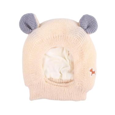 Imagem de Stgfyxgs Touca de festa para gatos, gorro de tricô adorável, à prova de vento e quentinho para cães, animais de pequeno e médio porte, gatos, filhotes, Bege
