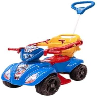 Imagem de Veiculo infantil para meninos, 4 rodas, brinquedo, passeio seguro, leve, e divertido, azul.