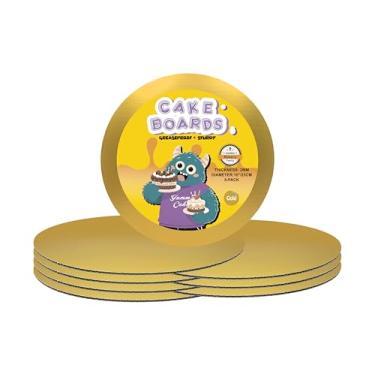 Imagem de 8 tábuas de bolo redondas de 25,4 cm, douradas, 25,4 cm, placa redonda para bolo, grau alimentício e à prova de graxa, círculos de papelão para exibir bolos, sobremesa da GBF