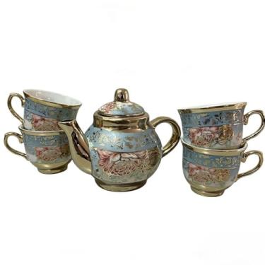 Imagem de Conjunto Bule e Xicaras Kit 5 Unidades Em Caixa Porcelana
