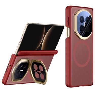 Imagem de FWYANZH Capa magnética para Huawei Mate X7, proteção de lente, capa de suporte, dobradiça translúcida fosca à prova de choque, capa traseira de telefone, vermelha, Mate X7