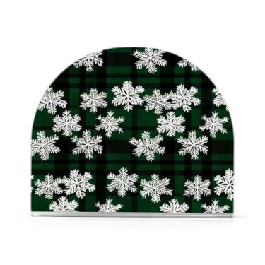 Imagem de Qilmy Lindo suporte de guardanapo acrílico de flocos de neve de Natal, porta-guardanapos para mesas cozinha restaurante decoração de casa, suporte decorativo moderno para guardanapos de coquetel de
